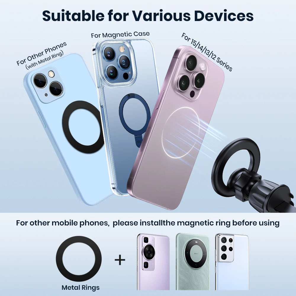 MagSafe Magnetic Car Phone Holder- 360° Dashboard & Air Vent Mount