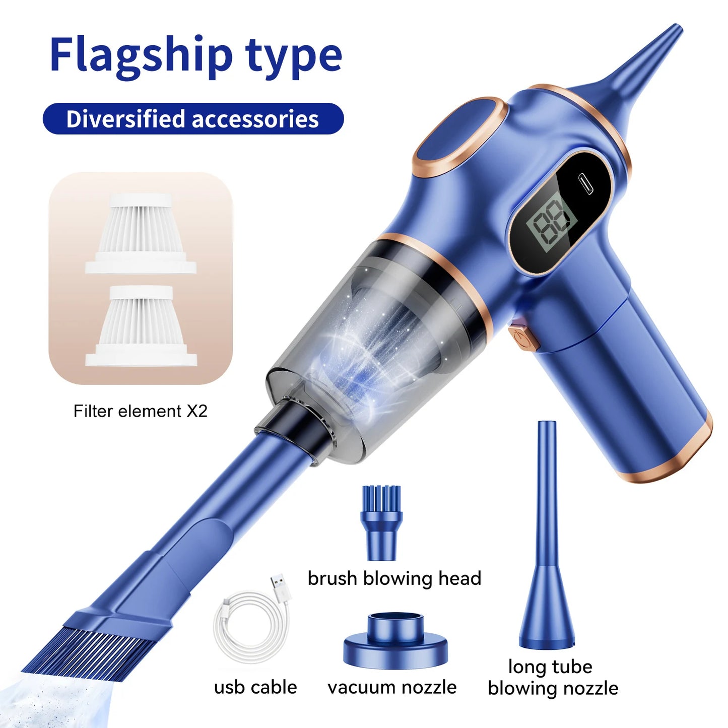 Wireless Car Vacuum Cleaner-Portable 2-in 1 Mini Vacuum
