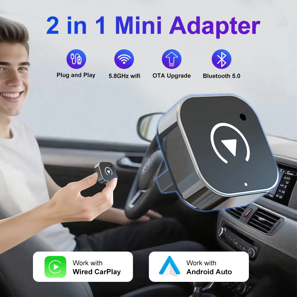 Wireless CarPlay & Android Auto Adapter - Plug & Play